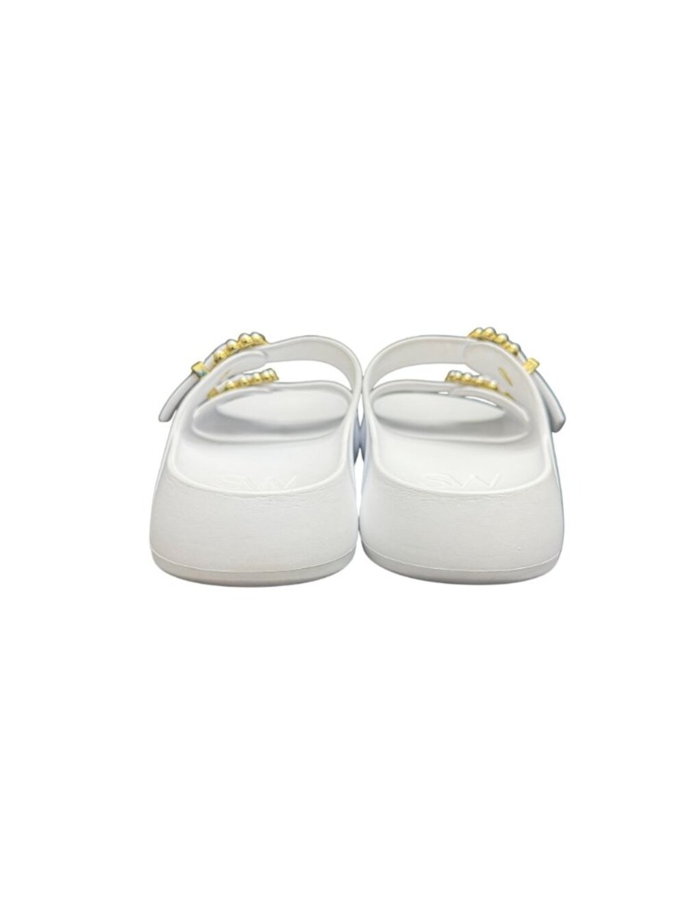 Stuart Weitzman Pearl Buckle Slide Sandals Women's In White, Size 7B WORN ONCE - Picture 3 of 9